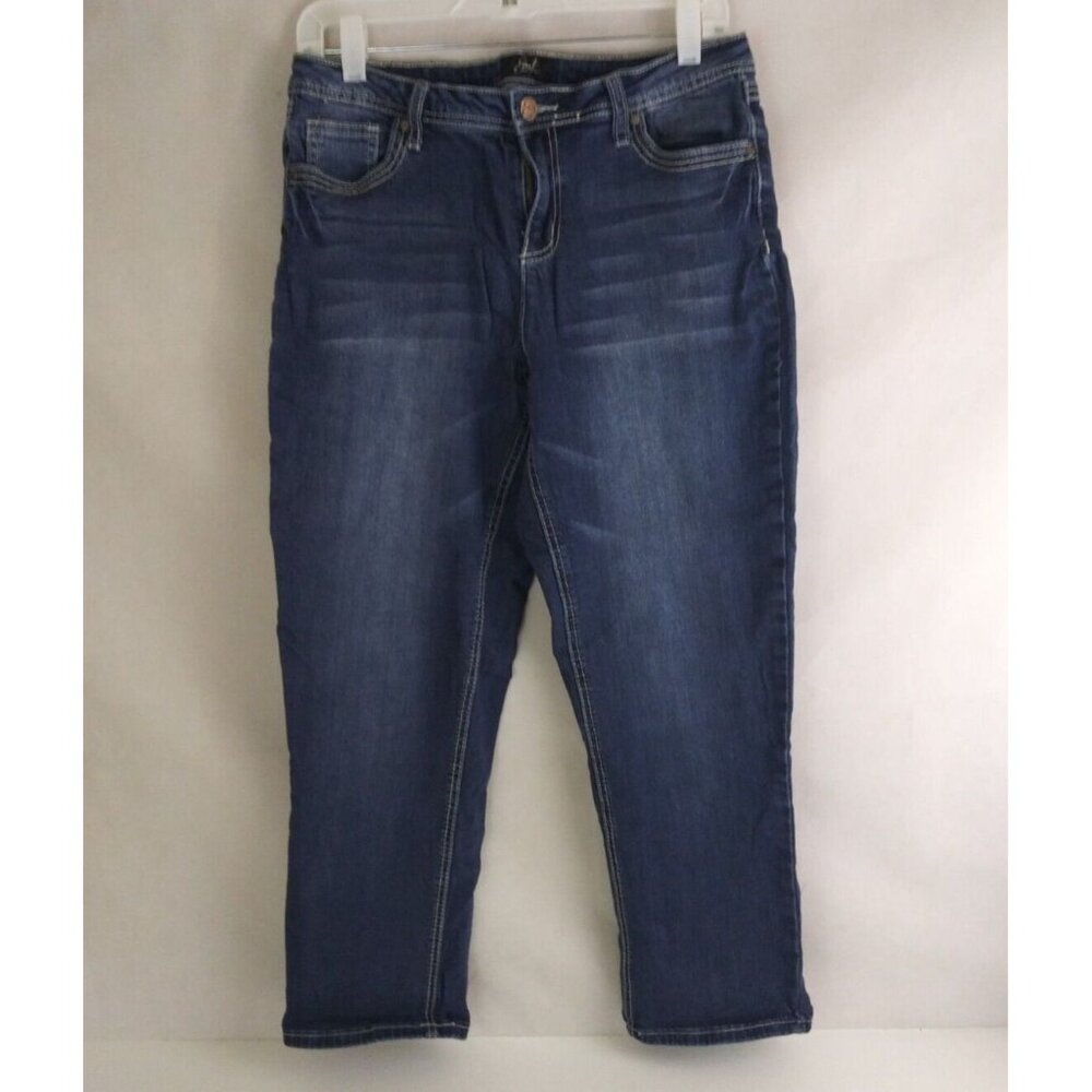 Earl Jeans Women's Distressed Whiskered Embroidered Capri Jeans Size 12